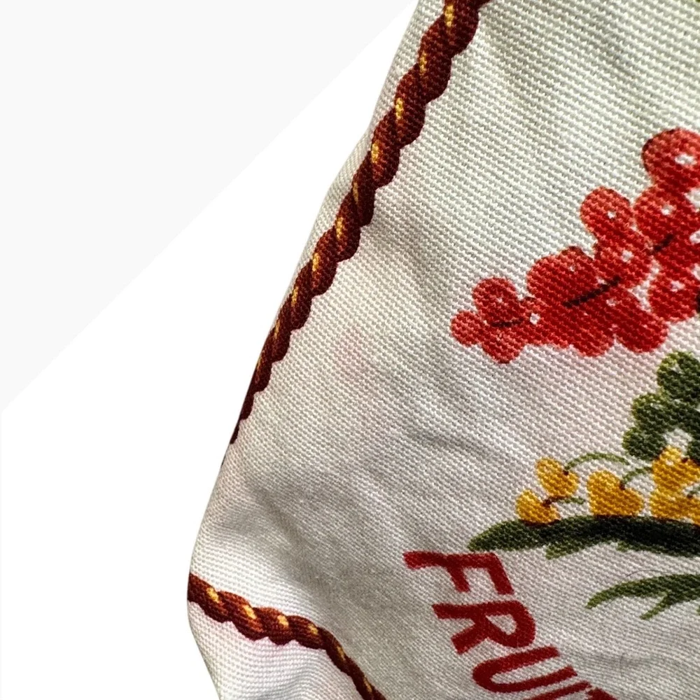 Tory Burch Fruits Du Marche Canvas Tote Bag Red Gingham French Market Bag